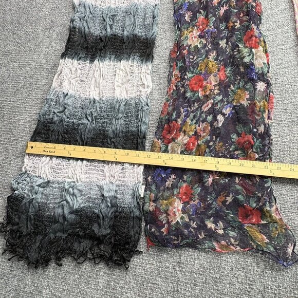Vintage Scarf Lot Of 5 Mixed Patterns Textures Long Rectangle Boho witchy preppy - Picture 3 of 9